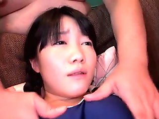 Japanese teen bukkaked during gangbang